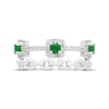 Thumbnail Image 3 of Lab-Created Emerald & White Lab-Created Sapphire Chain Link Ring Sterling Silver