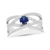 Thumbnail Image 1 of Blue & White Lab-Created Sapphire Multi-Row Crossover Ring Sterling Silver