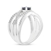 Thumbnail Image 2 of Blue & White Lab-Created Sapphire Multi-Row Crossover Ring Sterling Silver