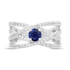 Thumbnail Image 3 of Blue & White Lab-Created Sapphire Multi-Row Crossover Ring Sterling Silver