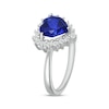 Thumbnail Image 2 of Heart-Shaped Blue Lab-Created Sapphire & White Lab-Created Sapphire Halo Ring Sterling Silver