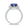 Thumbnail Image 3 of Heart-Shaped Blue Lab-Created Sapphire & White Lab-Created Sapphire Halo Ring Sterling Silver
