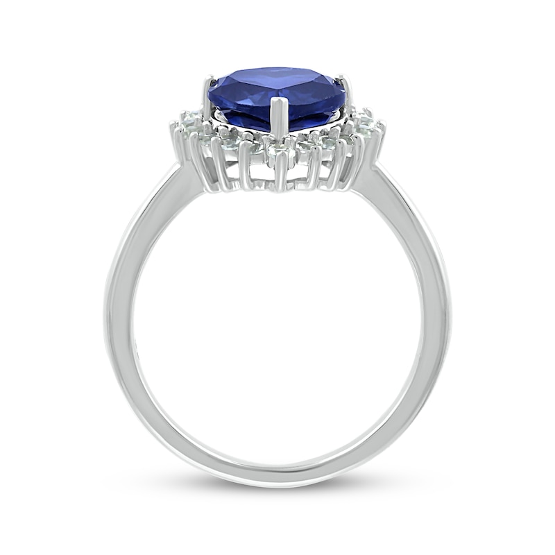Main Image 3 of Heart-Shaped Blue Lab-Created Sapphire & White Lab-Created Sapphire Halo Ring Sterling Silver