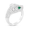 Thumbnail Image 2 of Marquise-Cut Lab-Created Emerald & White Lab-Created Sapphire Jaguar Deconstructed Ring Sterling Silver