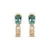 Thumbnail Image 2 of Oval-Cut Emerald & Diamond Accent J-Hoop Chain Earrings 10K Yellow Gold