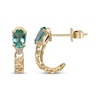 Thumbnail Image 3 of Oval-Cut Emerald & Diamond Accent J-Hoop Chain Earrings 10K Yellow Gold
