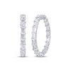 Thumbnail Image 1 of Baguette-Cut White Lab-Created Sapphire Inside-Out Hoop Earrings Sterling Silver