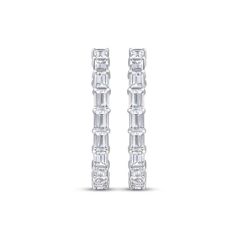 Main Image 2 of Baguette-Cut White Lab-Created Sapphire Inside-Out Hoop Earrings Sterling Silver