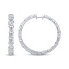 Thumbnail Image 3 of Baguette-Cut White Lab-Created Sapphire Inside-Out Hoop Earrings Sterling Silver