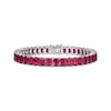 Thumbnail Image 0 of Emerald-Cut Lab-Created Ruby Line Bracelet Sterling Silver 7.25"