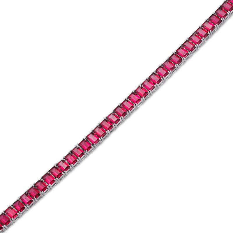 Main Image 2 of Emerald-Cut Lab-Created Ruby Line Bracelet Sterling Silver 7.25&quot;