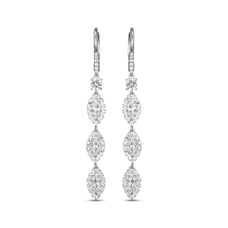 Main Image 2 of Marquise & Round-Cut White Lab-Created Sapphire Triple Drop Earrings Sterling Silver