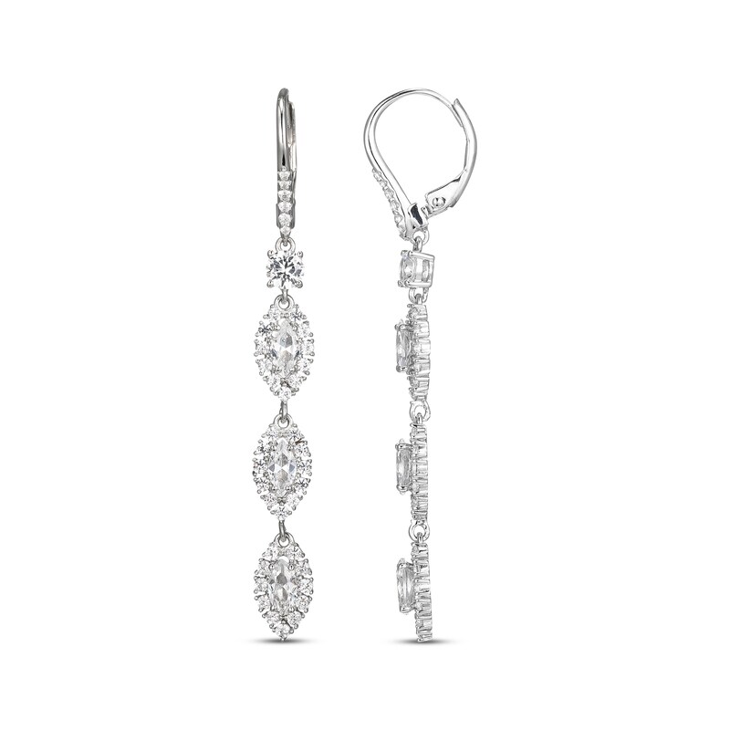 Main Image 3 of Marquise & Round-Cut White Lab-Created Sapphire Triple Drop Earrings Sterling Silver