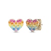 Thumbnail Image 1 of Multicolor Lab-Created Gemstone Rainbow Heart Earrings 10K Yellow Gold