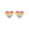 Thumbnail Image 2 of Multicolor Lab-Created Gemstone Rainbow Heart Earrings 10K Yellow Gold