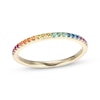 Thumbnail Image 1 of Multicolor Lab-Created Gemstone Rainbow Ring 10K Yellow Gold