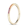 Thumbnail Image 2 of Multicolor Lab-Created Gemstone Rainbow Ring 10K Yellow Gold