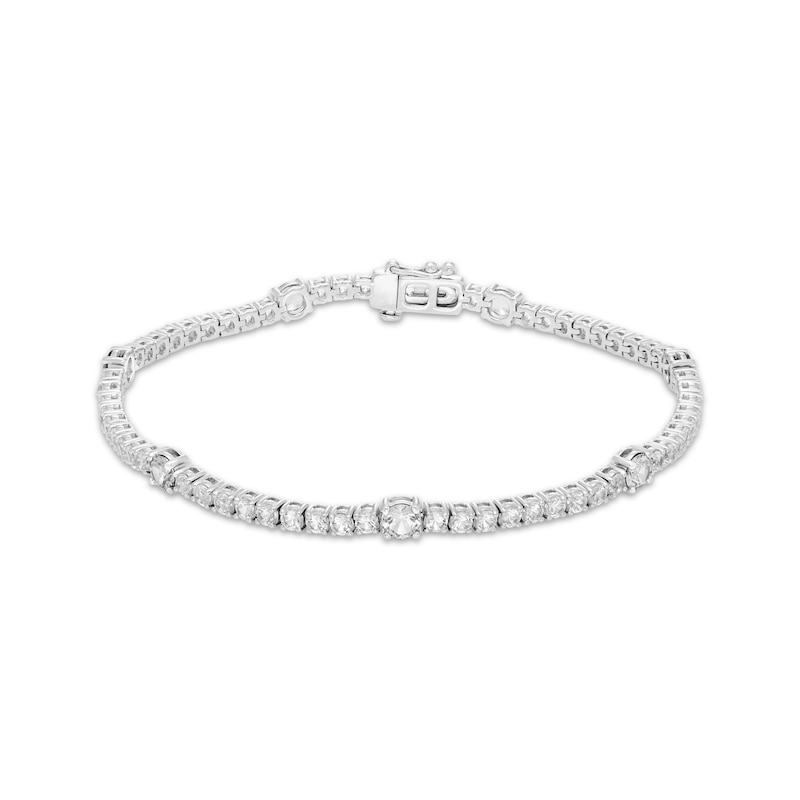 Main Image 1 of White Lab-Created Sapphire Line Bracelet Sterling Silver 7.25&quot;