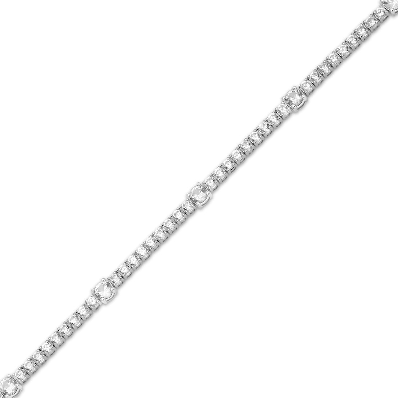 Main Image 2 of White Lab-Created Sapphire Line Bracelet Sterling Silver 7.25&quot;