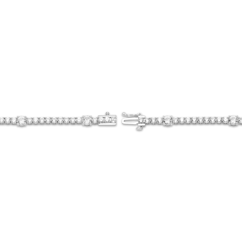 Main Image 3 of White Lab-Created Sapphire Line Bracelet Sterling Silver 7.25&quot;