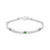 Thumbnail Image 1 of Lab-Created Emerald & White Lab-Created Sapphire Line Bracelet Sterling Silver 7.25&quot;