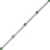 Thumbnail Image 2 of Lab-Created Emerald & White Lab-Created Sapphire Line Bracelet Sterling Silver 7.25&quot;