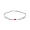 Thumbnail Image 1 of Lab-Created Ruby & White Lab-Created Sapphire Line Bracelet Sterling Silver 7.25&quot;