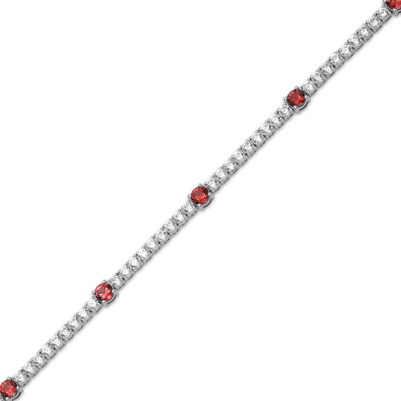 Main Image 2 of Lab-Created Ruby & White Lab-Created Sapphire Line Bracelet Sterling Silver 7.25&quot;