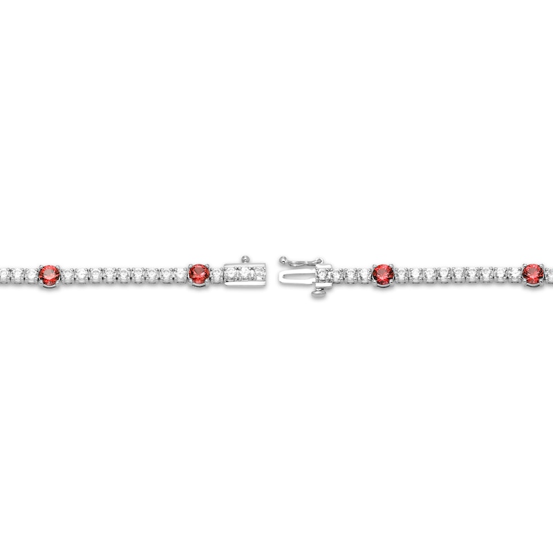 Main Image 3 of Lab-Created Ruby & White Lab-Created Sapphire Line Bracelet Sterling Silver 7.25&quot;