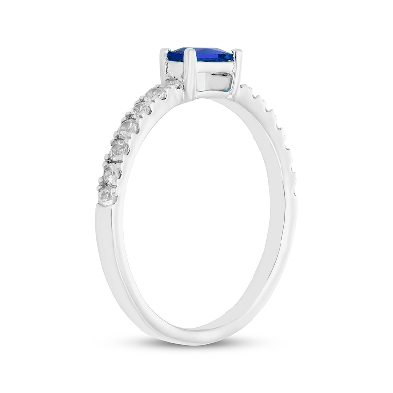 Main Image 2 of Baguette-Cut Blue Lab-Created Sapphire & White Lab-Created Sapphire Ring Sterling Silver
