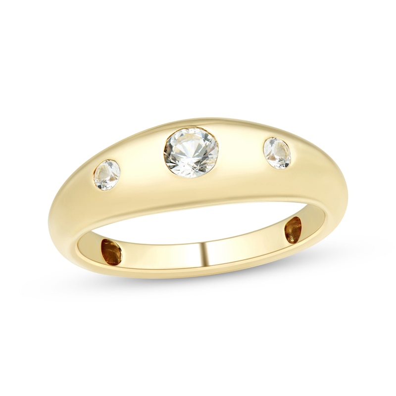 Main Image 3 of White Lab-Created Sapphire Dome Ring 10K Yellow Gold