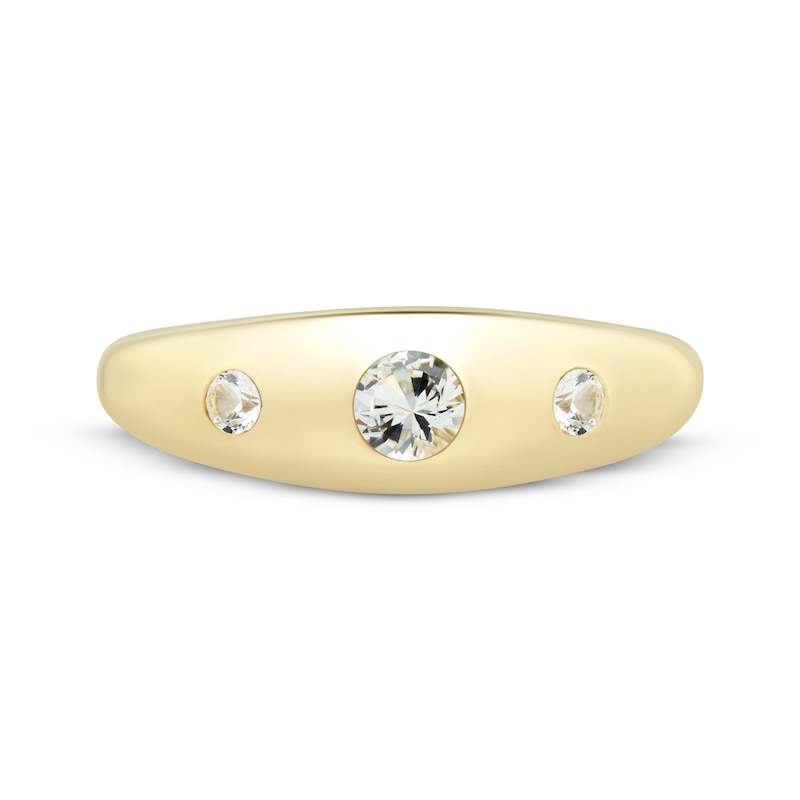 Main Image 4 of White Lab-Created Sapphire Dome Ring 10K Yellow Gold