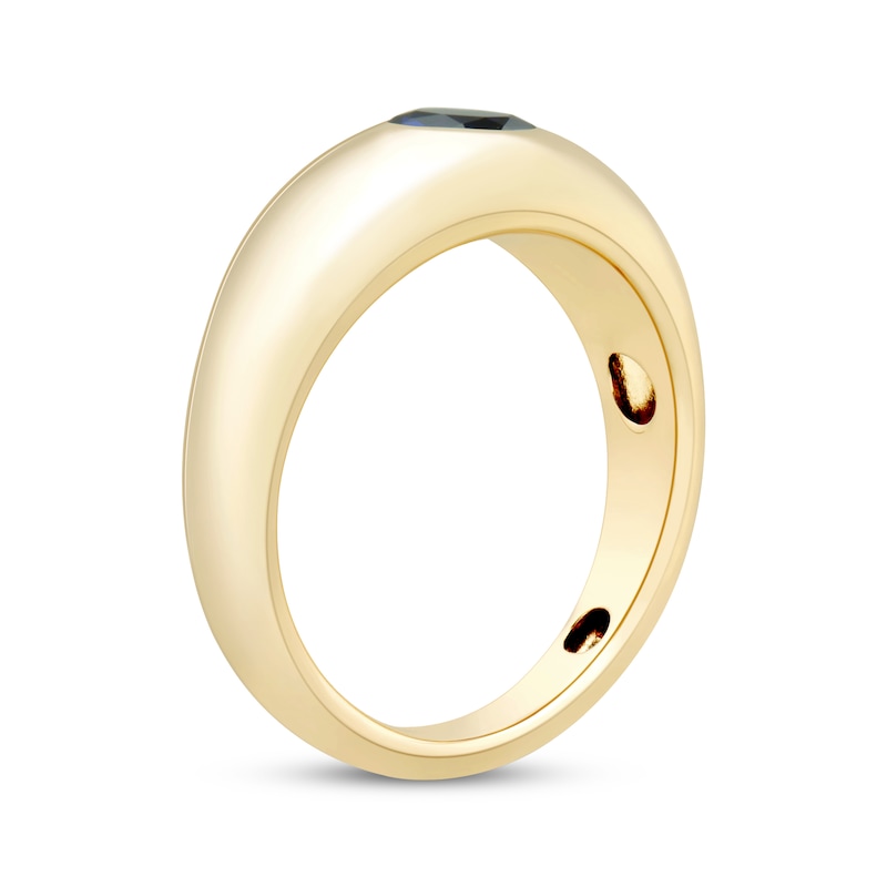Main Image 2 of Oval-Cut Blue Lab-Created Sapphire Solitaire Dome Ring 10K Yellow Gold