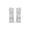 Thumbnail Image 2 of Oval-Cut White Lab-Created Sapphire Three-Stone Hoop Earrings Sterling Silver