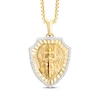Thumbnail Image 0 of Men's White & Black Diamond Saint Michael Diamond-Cut Shield Necklace 1/3 ct tw 10K Yellow Gold 22"