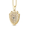 Thumbnail Image 2 of Men's White & Black Diamond Saint Michael Diamond-Cut Shield Necklace 1/3 ct tw 10K Yellow Gold 22"