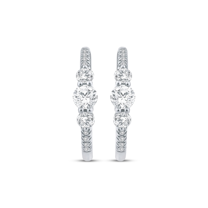 Memories, Moments, Magic Diamond Three-Stone Hoop Earrings 5/8 ct tw 10K White Gold