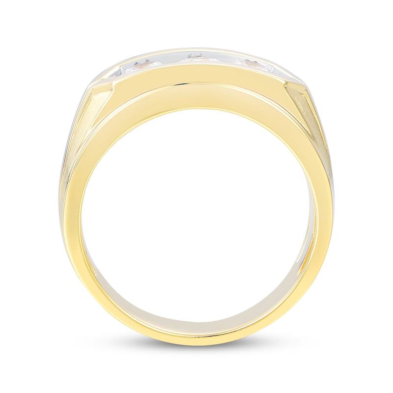Main Image 3 of Men's Now + Forever Lab-Grown Diamonds Three-Stone Wedding Ring 1 ct tw 14K Yellow Gold