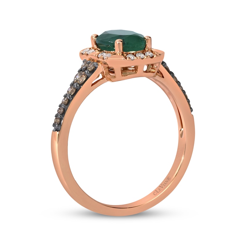 Main Image 3 of Le Vian Oval-Cut Emerald Ring 1/3 ct tw Diamonds 14K Strawberry Gold
