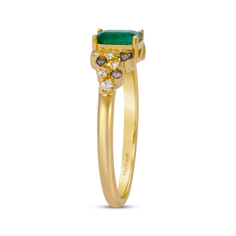 Main Image 2 of Le Vian Emerald-Cut Emerald Ring 1/8 ct tw Diamonds 14K Honey Gold