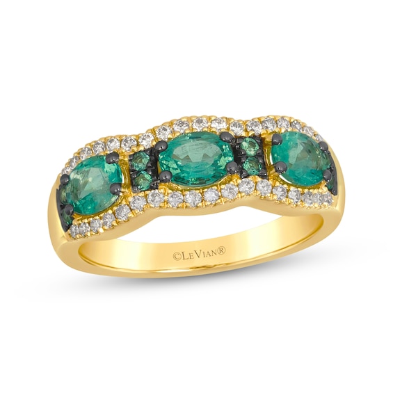 Le Vian Waterfall Oval & Round-Cut Emerald Ring 1/4 ct tw Diamonds 14K Honey Gold