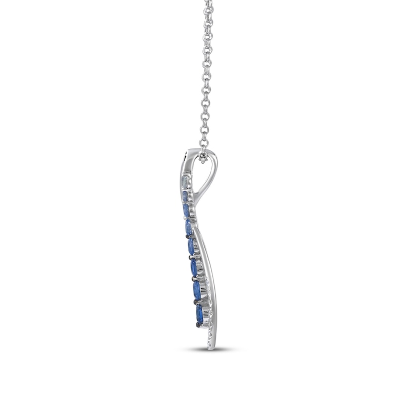 Main Image 2 of Le Vian Denim Ombré Sapphire Swirl Necklace 1/15 ct tw Diamonds 14K Vanilla Gold 19&quot;