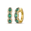 Thumbnail Image 0 of Le Vian Waterfall Oval-Cut Emerald Hoop Earrings 1/4 ct tw Diamonds 14K Honey Gold