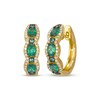 Thumbnail Image 1 of Le Vian Waterfall Oval-Cut Emerald Hoop Earrings 1/4 ct tw Diamonds 14K Honey Gold