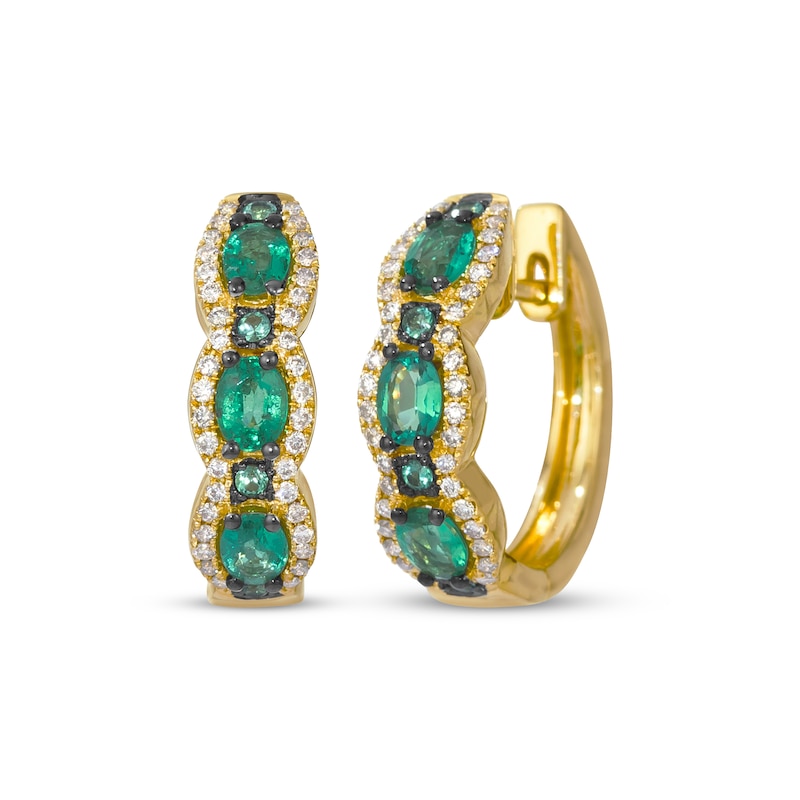 Le Vian Waterfall Oval-Cut Emerald Hoop Earrings 1/4 ct tw Diamonds 14K Honey Gold