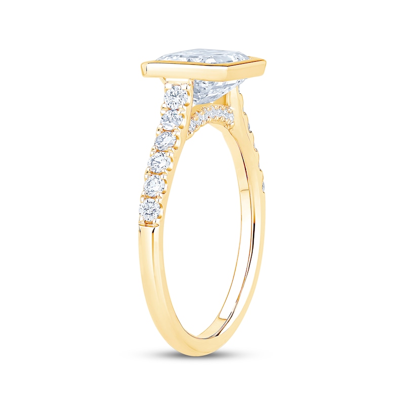 Main Image 2 of Now + Forever Lab-Grown Diamonds East West Emerald-Cut Bezel-Set Engagement Ring 2-3/8 ct tw 14K Yellow Gold