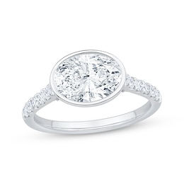 Now + Forever Lab-Grown Diamonds East West Oval-Cut Bezel-Set Engagement Ring 2-3/8 ct tw 14K White Gold