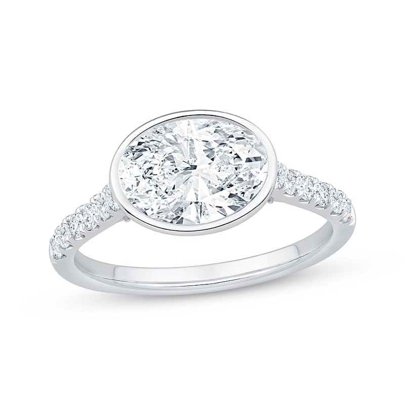 Main Image 1 of Now + Forever Lab-Grown Diamonds East West Oval-Cut Bezel-Set Engagement Ring 2-3/8 ct tw 14K White Gold