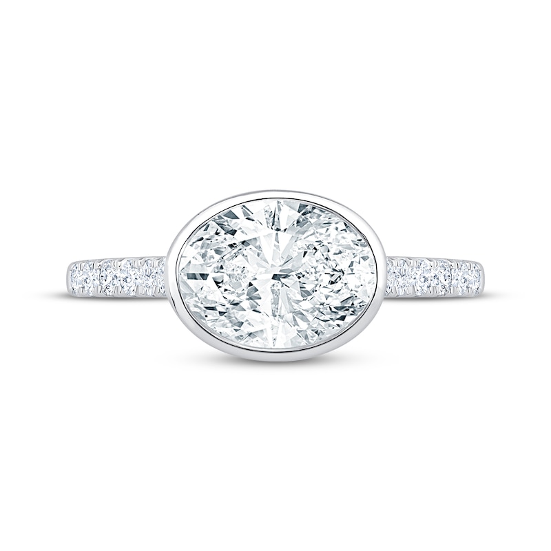 Main Image 3 of Now + Forever Lab-Grown Diamonds East West Oval-Cut Bezel-Set Engagement Ring 2-3/8 ct tw 14K White Gold