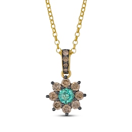 Le Vian Chocolate Sunflower Collection Emerald Necklace 5/8 ct tw Diamonds 14K Honey Gold 19"